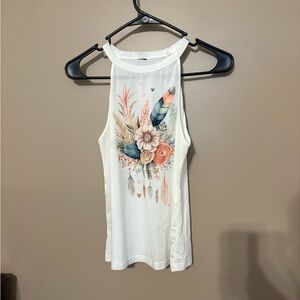 NWOT White Tank with Bohemian Country Screen Print